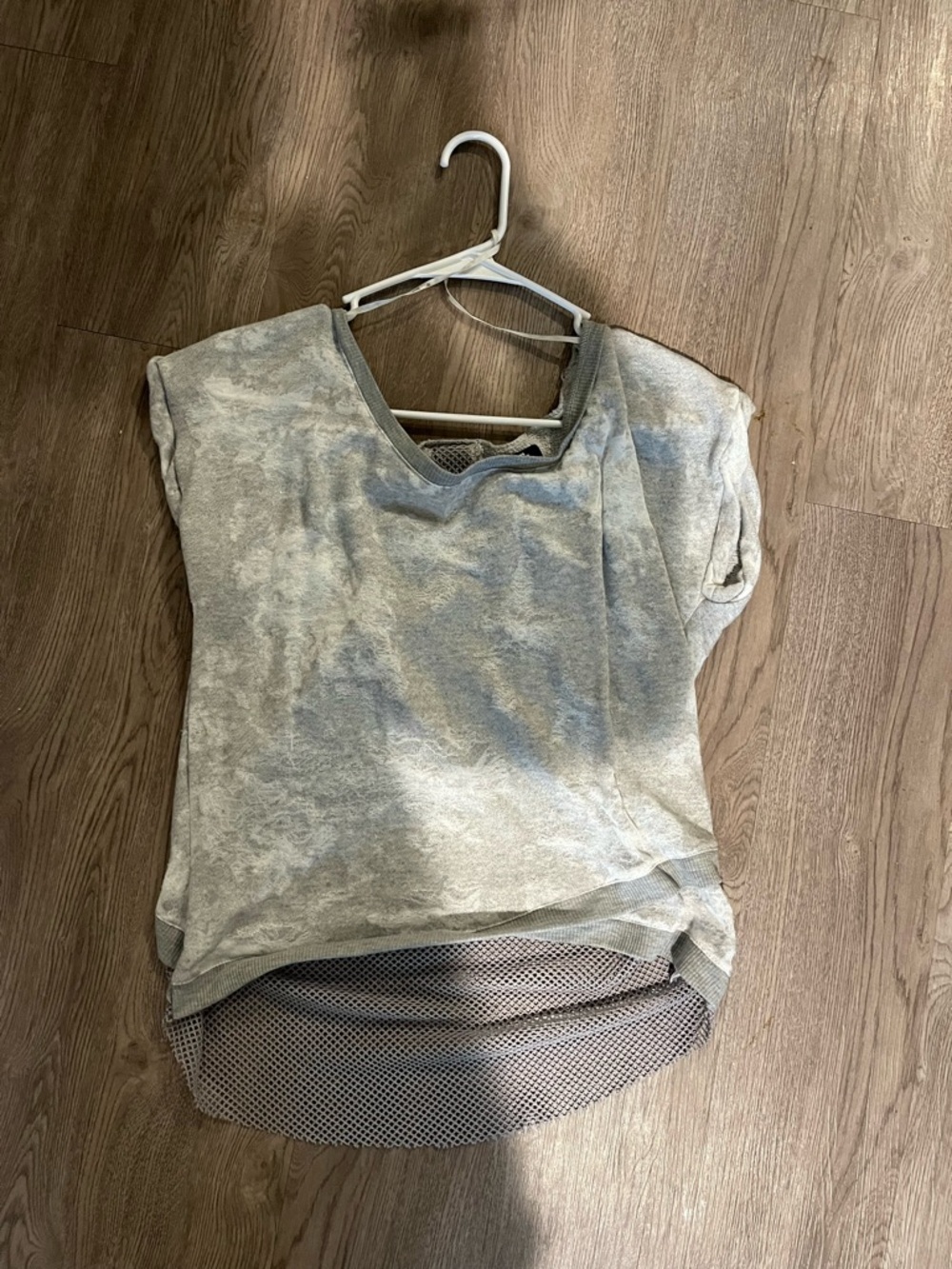 Miss Me Light Gray Layered Tank Top with Mesh Hem